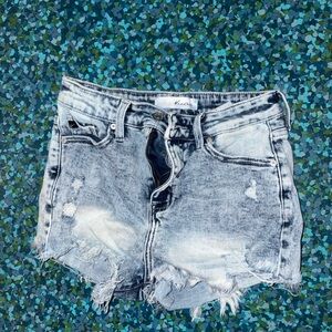 NWOT KanCan Light Blue Distressed High-Rise Denim Shorts